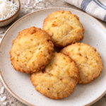 Easy eggless coconut cookies made with desiccated coconut