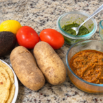 Basic ingredients and leftovers for making easy meals when the fridge is almost empty