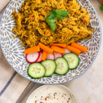 Homemade black masoor dal khichdi made with whole brown lentils and basmati rice.